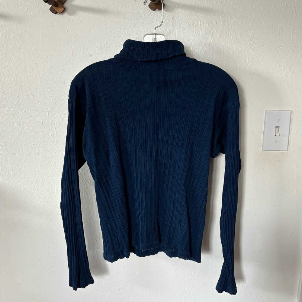 Rudy Jude Indigo Pointelle Turtleneck